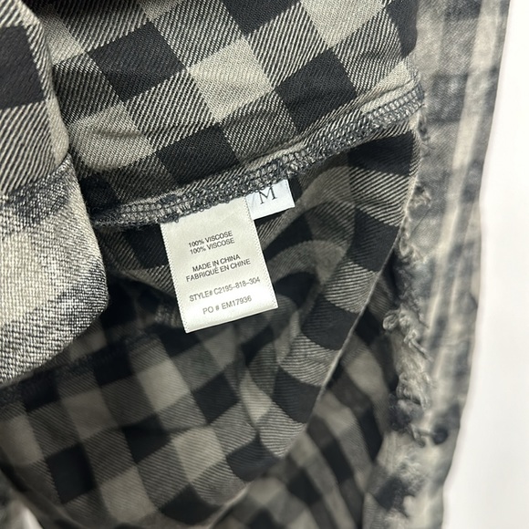 Cloth & Stone black and gray check plaid button down shirt M - Picture 6 of 8